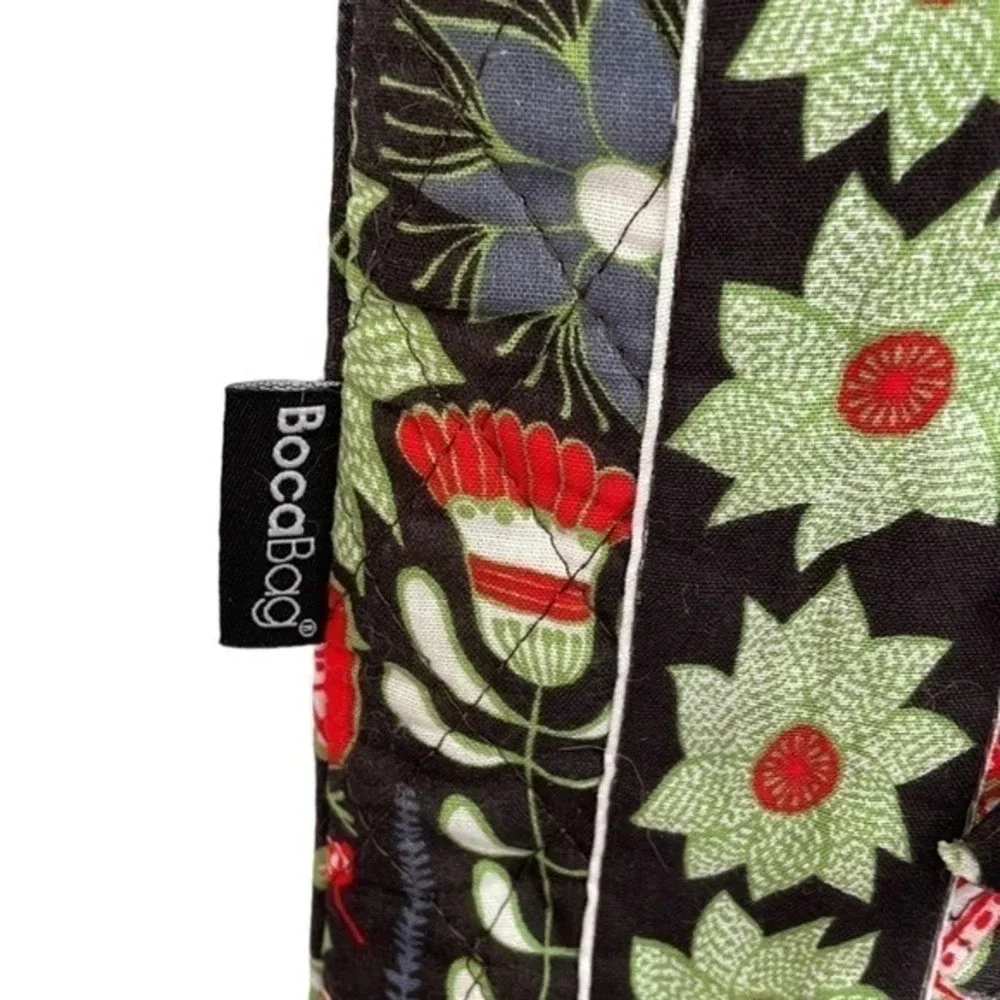 New‎ BocaBag Green/Red/White/Black Botanical Design